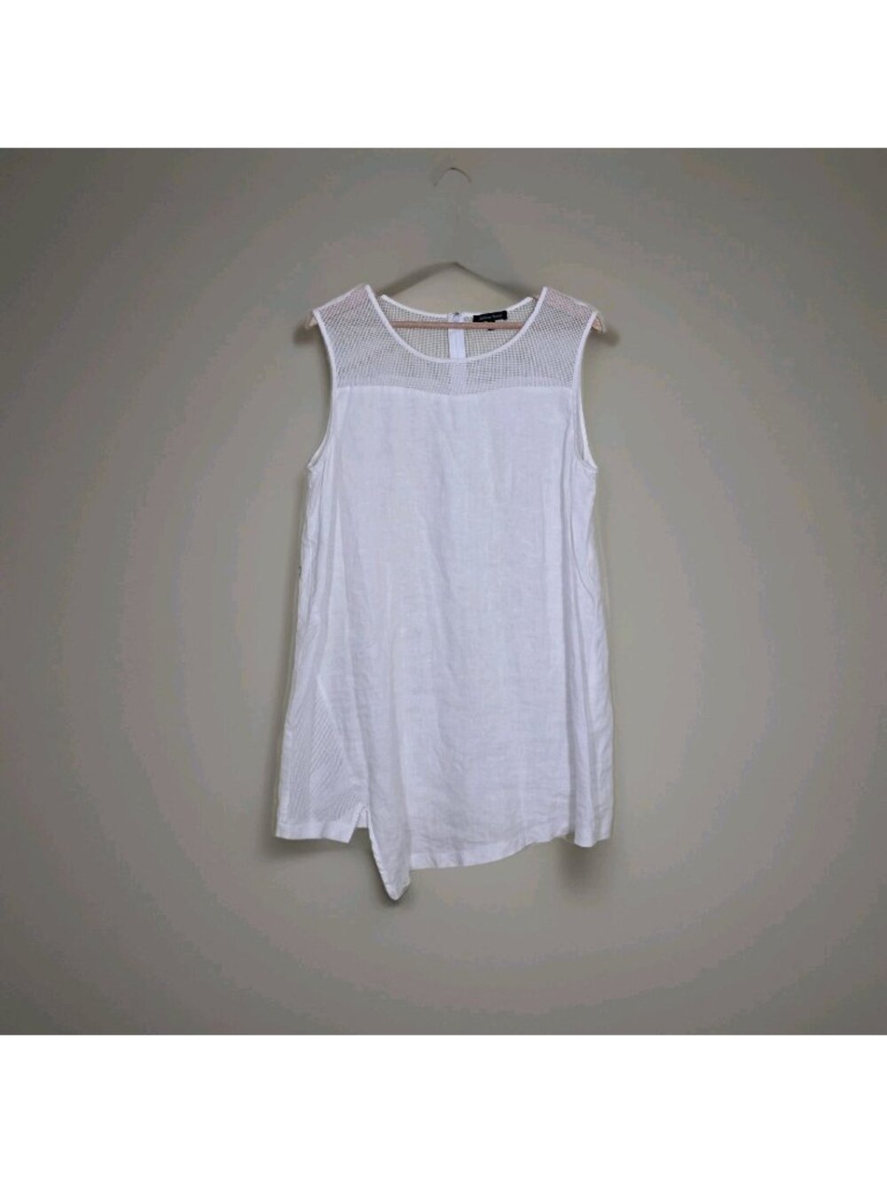 Athena Marie Linen Tunic Top Dress XL White Lagenlook Assymetric Coastal Summer